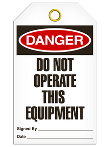 Danger Do Not Equip Tags