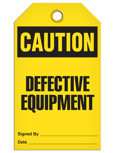 Caution Defective Equipment Tags