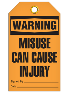 Warning Misuse Injury Tags