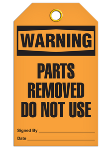 Warning Parts Removed Tags