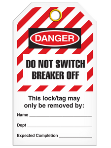 Lockout Do Not Switch Breaker Off Striped Tags Lockout Do Not Switch Breaker Off Striped Tags