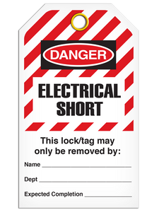 Lockout Electrical Short Striped Tags Lockout Electrical Short Striped Tags