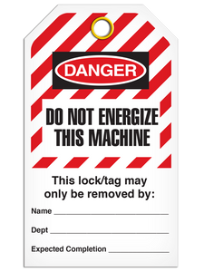 Lockout Do Not Energize Machine Striped Tags Lockout Do Not Energize Machine Striped Tags