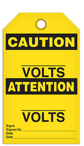 Caution Volts Tags