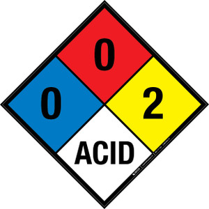 NFPA Diamond 704: 0-0-2 ACID - Wall Sign