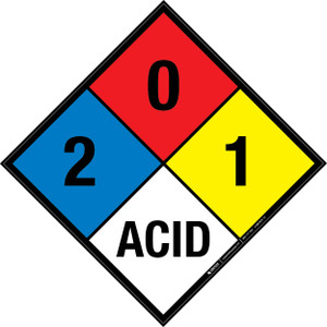 NFPA Diamond 704: 2-0-1 ACID - Wall Sign