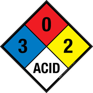 NFPA Diamond 704: 3-0-2 ACID - Wall Sign NFPA Diamond 704: 3-0-2 ACID - Wall Sign