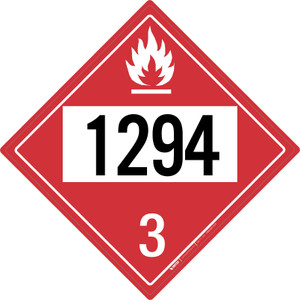 Flammable: Class 3 - UN1294 - Placard Sign