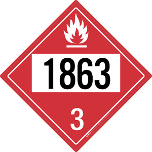Flammable: Class 3 - UN1863 - Placard Sign