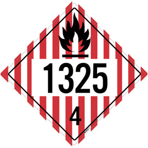Flammable Solid: Class 4 - UN1325 - Placard Sign