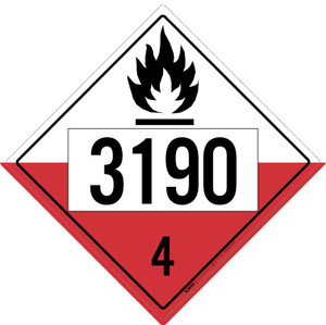 Spontaneously Combustible: Class 4 - UN1390 - Placard Sign