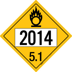 Oxidizer: Class 5.1 - UN2014 - Placard Sign