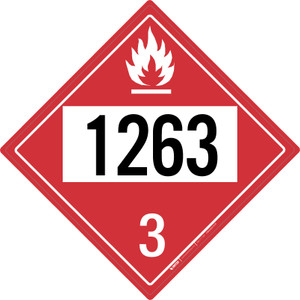 Flammable: Class 3 - UN1263 - Placard Sign
