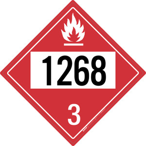 Flammable: Class 3 - UN1268 - Placard Sign