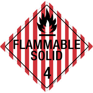 Flammable Solid: Class 4 - Placard Sign