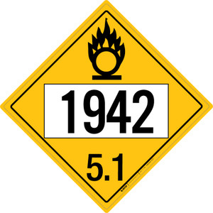 Oxidizer: Class 5.1 - UN1942 - Placard Sign