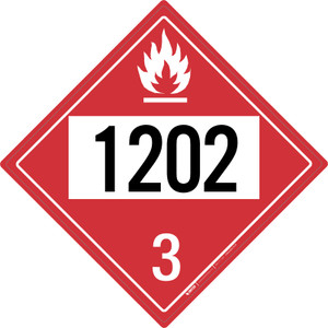 Flammable: Class 3 - UN1202 - Placard Sign