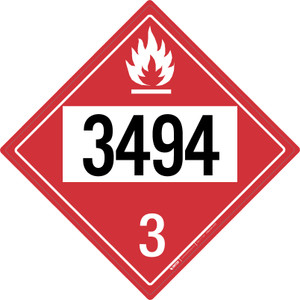 Flammable: Class 3 - UN3494 - Placard Sign