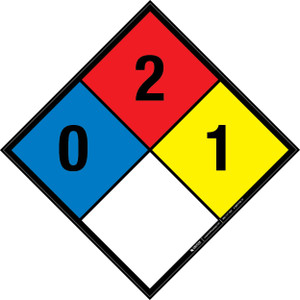 NFPA Diamond 704: 0-2-1 - Wall Sign
