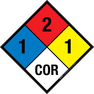 NFPA Diamond 704: 1-2-1 COR - Wall Sign