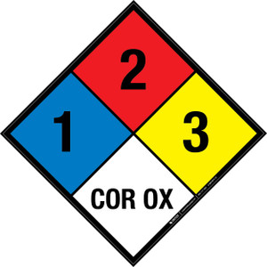 NFPA Diamond 704: 1-2-3 COR OX - Wall Sign