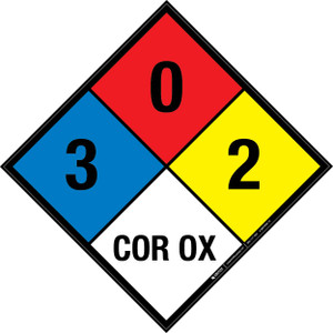 NFPA Diamond 704: 3-0-2 COR OX - Wall Sign