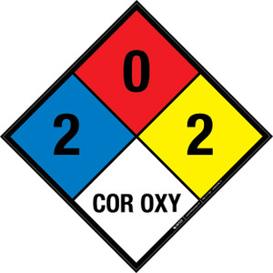 NFPA Diamond 704: 2-0-2 COR OXY - Wall Sign