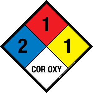 NFPA Diamond 704: 2-1-1 COR OXY - Wall Sign NFPA Diamond 704: 2-1-1 COR OXY - Wall Sign