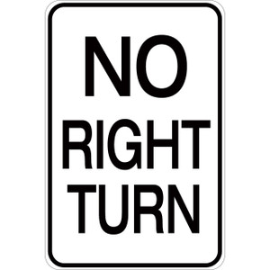 No Right Turn - Aluminum Sign