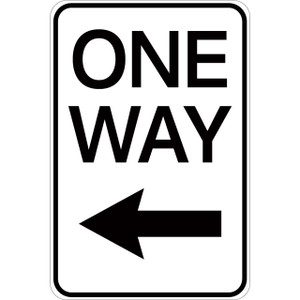 One Way (with left arrow) - Aluminum Sign