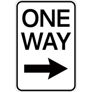 One Way (with right arrow) - Aluminum Sign