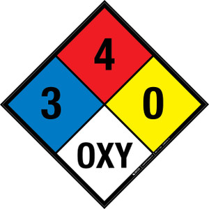 NFPA Diamond 704: 3-4-0 OXY - Wall Sign