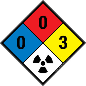 NFPA Diamond 704: 0-0-3 RAD - Wall Sign