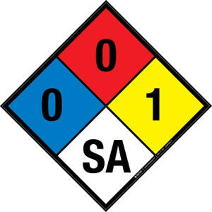 NFPA Diamond 704: 0-0-1 SA - Wall Sign