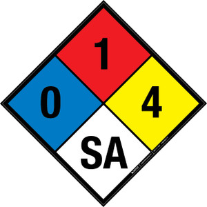 NFPA Diamond 704: 0-1-4 SA - Wall Sign