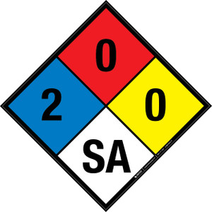 NFPA Diamond 704: 2-0-0 SA - Wall Sign NFPA Diamond 704: 2-0-0 SA - Wall Sign