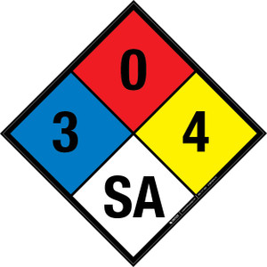 NFPA Diamond 704: 3-0-4 SA - Wall Sign