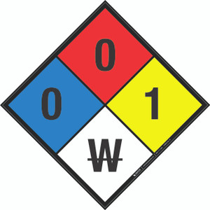NFPA Diamond 704: 0-0-1 W - Wall Sign