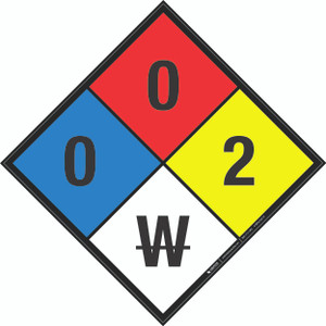 NFPA Diamond 704: 0-0-2 W - Wall Sign