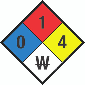 NFPA Diamond 704: 0-1-4 W - Wall Sign