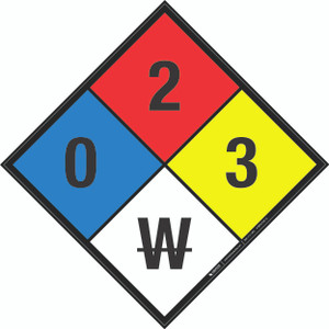 NFPA Diamond 704: 0-2-3 W - Wall Sign