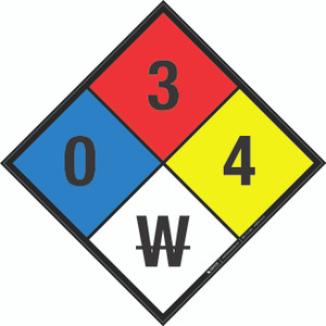 NFPA Diamond 704: 0-3-4 W - Wall Sign
