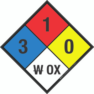 NFPA Diamond 704: 3-1-0 W OX - Wall Sign