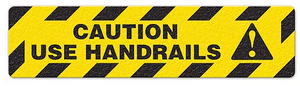 Caution Use Handrails (6"x24") Anti-Slip Floor Tape - 5 Pack