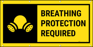 Breathing Protection Required Icon On Black Background Banner