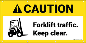 Caution Forklift Traffic Keep Clear With Graphic ANSI Banner