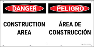 Danger Construction Area Bilingual Spanish Banner
