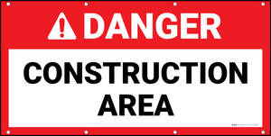 Danger Construction Area Red Banner