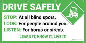 Drive Safely Forklift Safety with Icon Banner Drive Safely Forklift Safety with Icon Banner