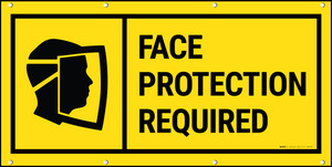 Face Protection Required With Icon Banner